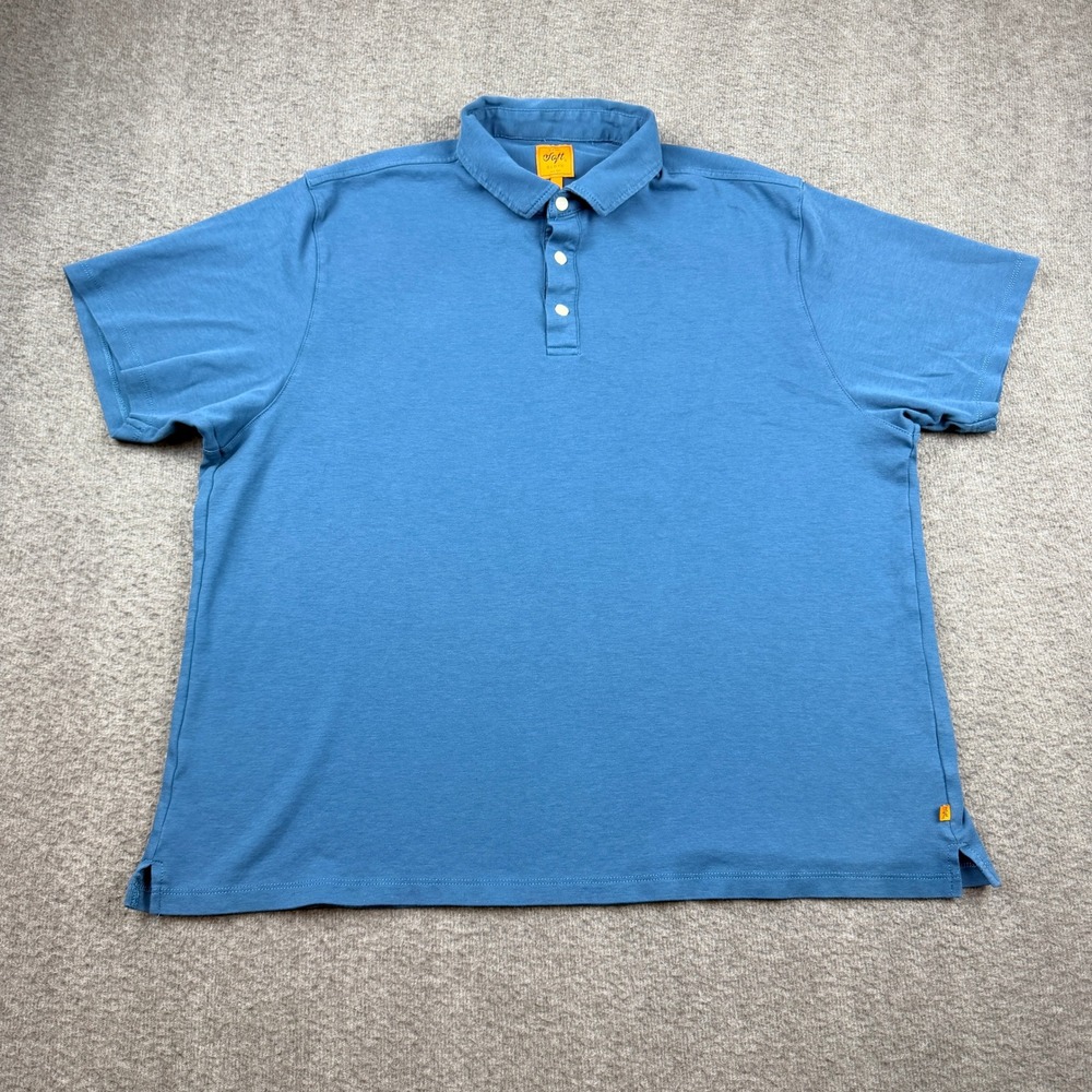 Soft Cloth Men's L Large Short Sleeve Cotton Polo Shirt Blue